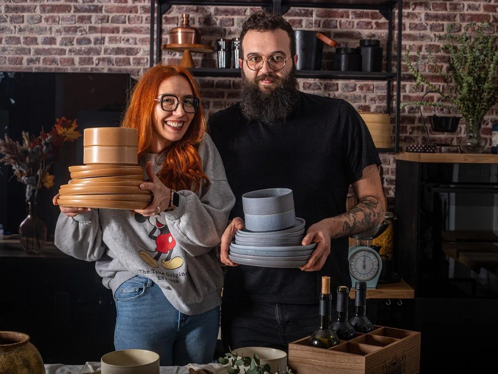 Malia 18 db-os szürke agyagkerámia étkészlet - Bonami selection