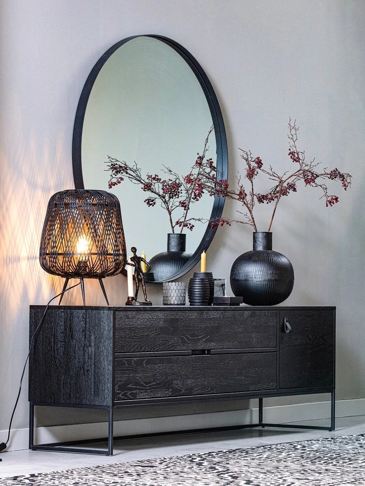 Fekete kőrisfa TV-állvány 180x61x44 cm Silas – WOOOD