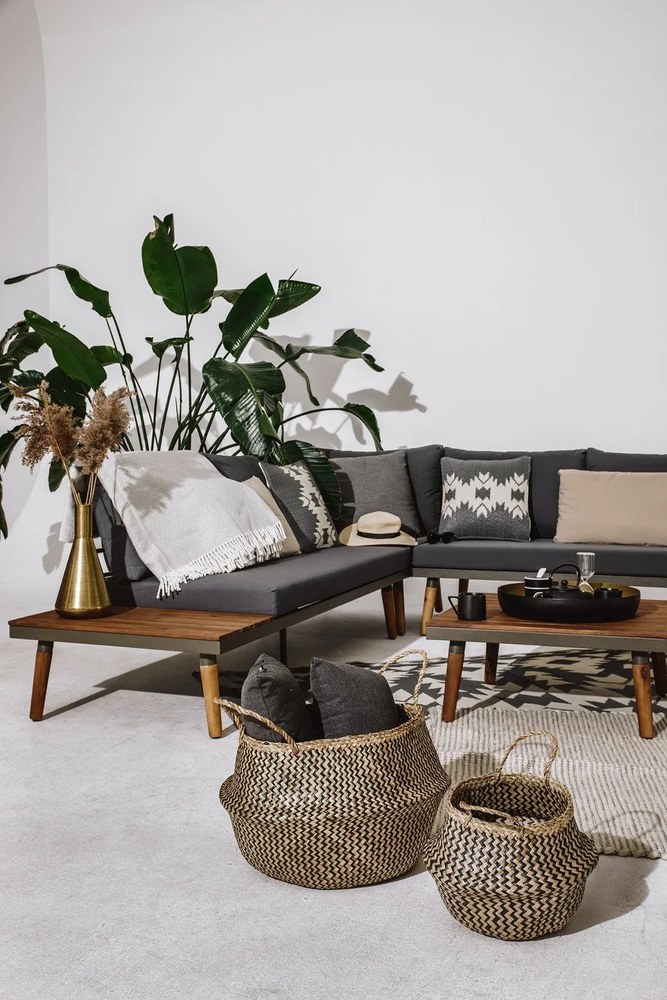 Lustio szürke kerti kanapé akácfa szerkezettel - Bonami Selection