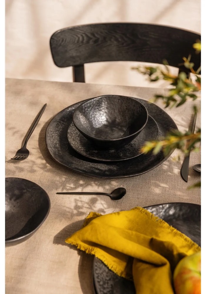 Fekete rozsdamentes acél evőeszköz készlet 16 db-os Modern retro – Premier Housewares