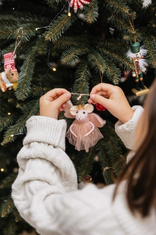 Textil kézzel készített karácsonyfadísz 13 cm Pink Princess Fairy Mouse – Sass &amp; Belle