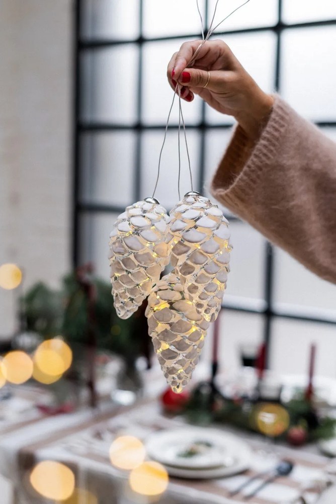 Fehér függő karácsonyi fénydekoráció ø 7 cm Celina – Sirius