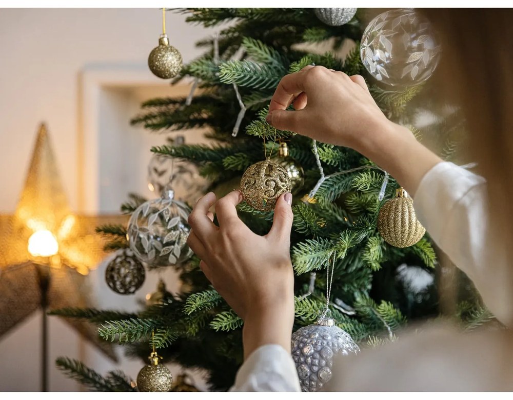 Aranyszínű fénydekoráció karácsonyi mintával ø 48 cm Rustic – Markslöjd