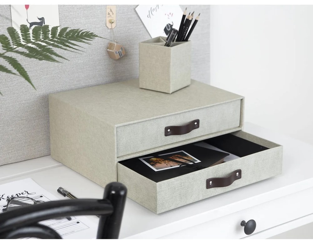 Birger bézs doboz 2 fiókkal - Bigso Box of Sweden