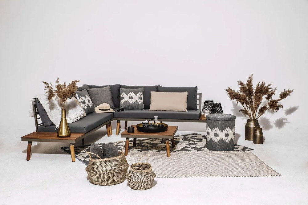 Lustio szürke kerti kanapé akácfa szerkezettel - Bonami Selection