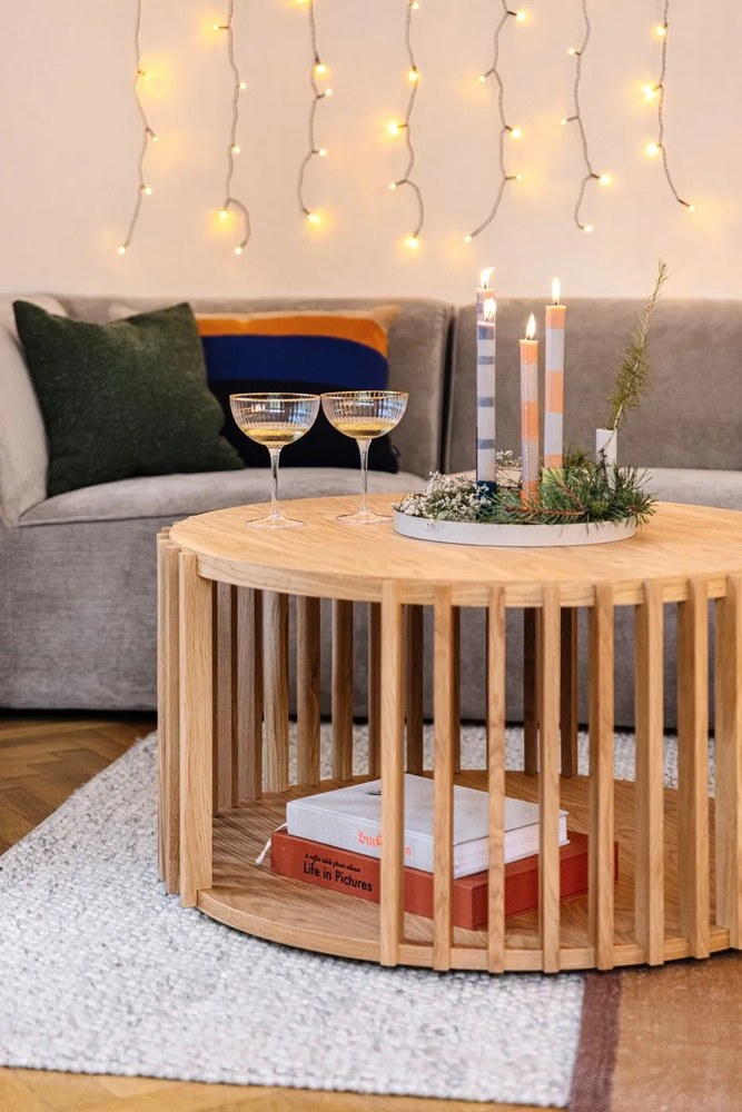 Drum tölgyfa dohányzóasztal, ø 83 cm - Woodman