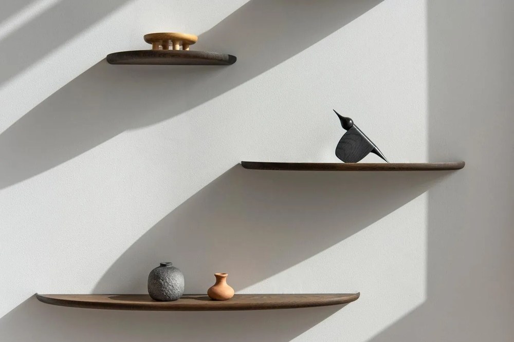 Barna tölgyfa fali polc 40 cm Mu – Gazzda