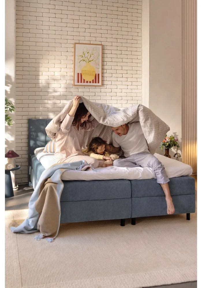 Kék ágyneműtartós boxspring ágy 180x200 cm Elva Bold Line – Bonami Selection
