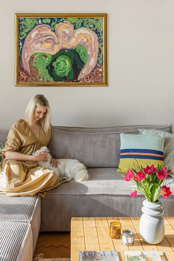 Világosszürke kordbársony kinyitható sarokkanapé (variálható) Nihad – Bobochic Paris