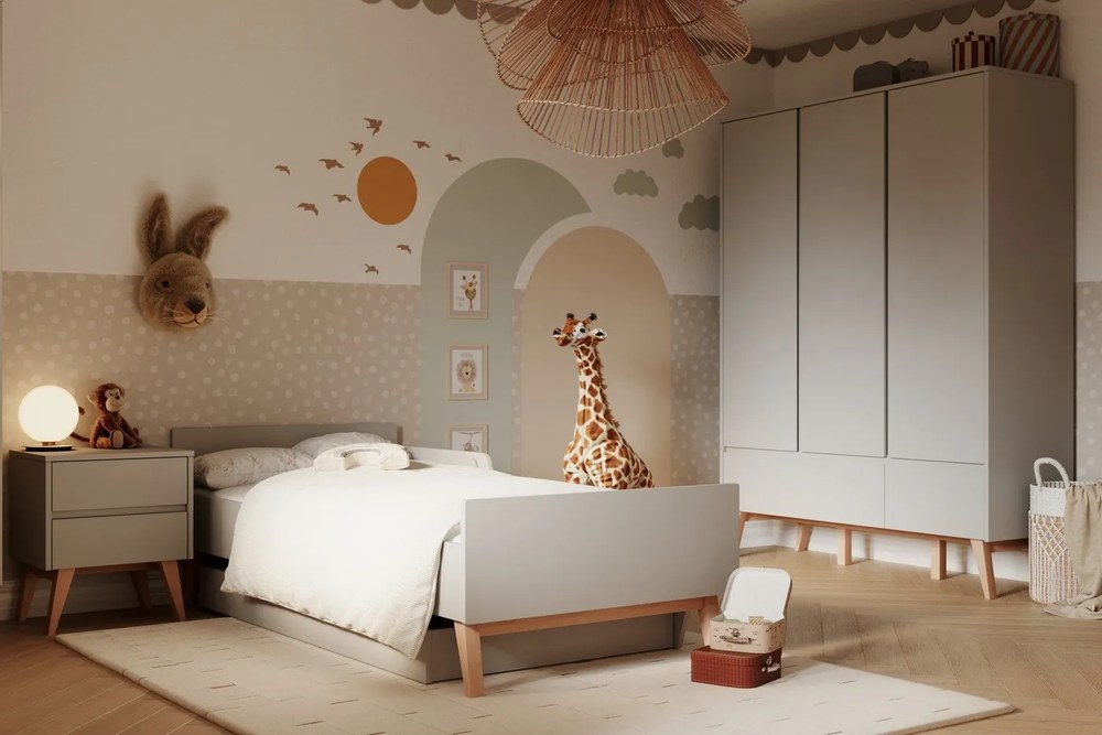 Szürke gyerekágy alatti fiók 90x200 cm Swing – Pinio