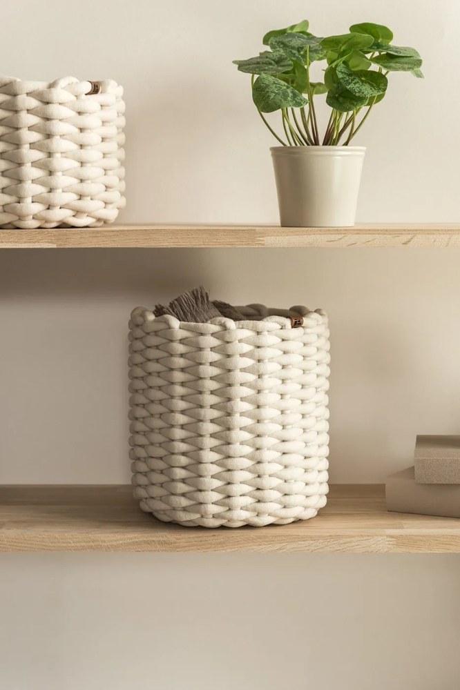 Textil tárolókosár ø 21x17 cm Peach Skin Round S – Bigso