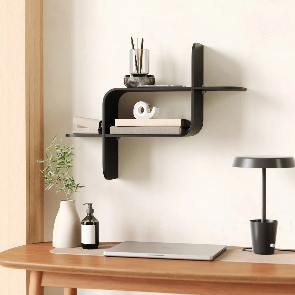 Fekete többszintes kaucsukfa fali polc 62 cm Montage – Umbra
