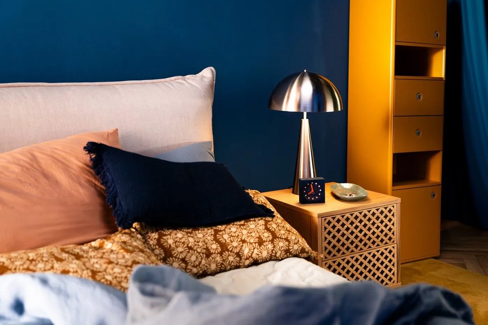 Camden Diamond Print éjjeliszekrény tölgyfa dekorral - Woodman