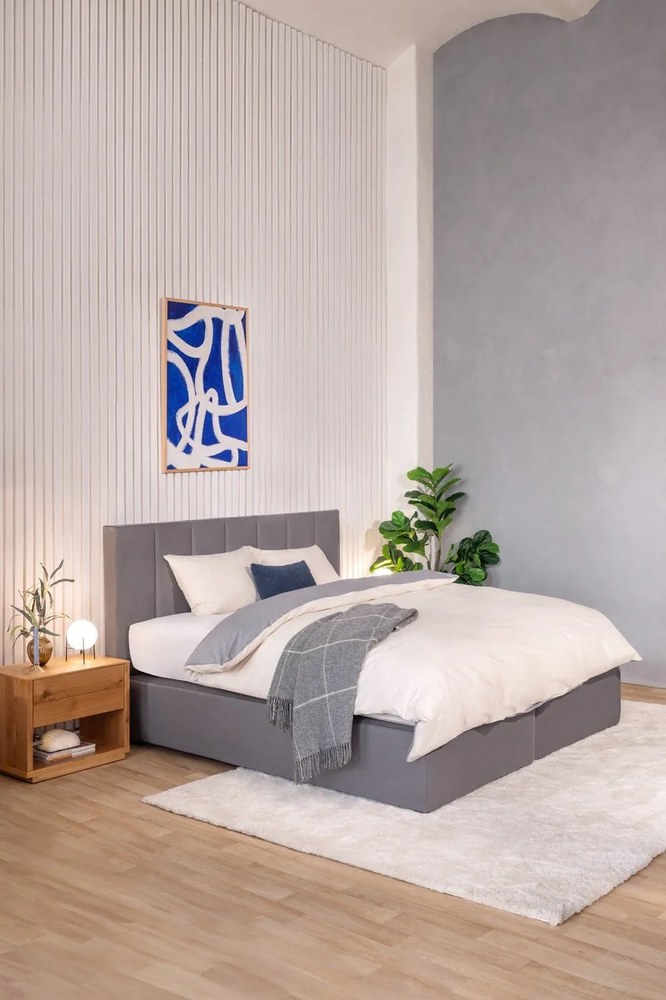 Szürke boxspring ágy 160x200 cm Olia Bold Line – Bonami Selection