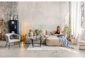 Bézs buklé kinyitható sarokkanapé (jobb oldali) Quinoa – Bonami Selection