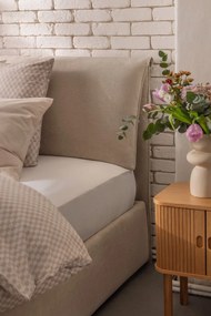 Bézs kárpitozott ágyneműtartós franciaágy ágyráccsal 180x200 cm Thessa Pillow – Bonami Selection