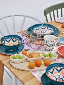 Plait fehér porcelán tál, bambusz tálcán - Brandani