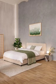 Bézs kárpitozott ágyneműtartós franciaágy matraccal, ágyráccsal 160x200 cm Myra Slim Line – Bonami Selection