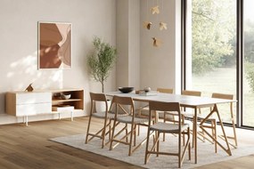 Fawn étkezőszék tömör tölgyfából, fehér ülőrésszel - Gazzda