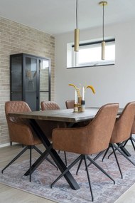 Barna kárpitozott karfás étkezőfotel szett 2 db-os Harbo – House Nordic