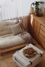 Szürkésbézs len kinyitható kanapé 140 cm Roots – Karup Design