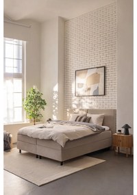 Szürke-bézs kétszemélyes hosszabbított négyrészes renforcé pamut ágyneműhuzat lepedővel 200x220 cm – Mila Home