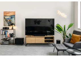 Fekete-natúr színű fali könyvespolc tölgyfa dekorral 75x91 cm Seaford – Actona