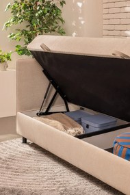Bézs kárpitozott ágyneműtartós egyszemélyes ágy matraccal 90x200 cm Avela – Bonami Selection