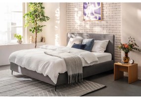 Szürke kárpitozott franciaágy ágyráccsal 180x200 cm Noira Slim – Bonami Selection