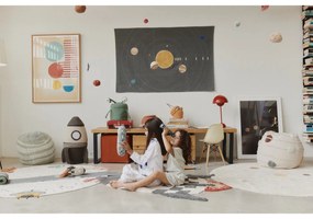 Krémszínű mosható kézi szövésű pamut gyerek játszószőnyeg ø140 cm Interstellar Journey – Lorena Canals