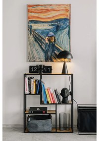 Fekete-natúr színű fali könyvespolc tölgyfa dekorral 75x91 cm Seaford – Actona