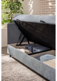 Kék kárpitozott ágyneműtartós egyszemélyes ágy matraccal 90x200 cm Avela – Bonami Selection