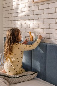 Rita kék-barna pamut párna, 50 x 50 cm - Hübsch