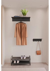 Fekete acél fali fogas polccal 11,5 cm A-Hallway – Zone