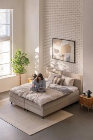 Bézs ágyneműtartós boxspring ágy 180x200 cm Elva Bold – Bonami Selection
