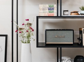 Fekete könyvespolc kőrisfa dekorral 114x185 cm Seaford – Actona