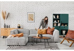Kamelia fekete dohányzóasztal diófa dekoros asztallappal - Kave Home