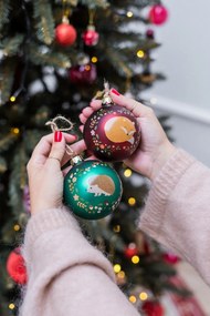 Üveg kézzel készített karácsonyfadísz ø 8 cm Woodland Fox – Sass &amp; Belle