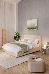 Bézs kárpitozott ágyneműtartós franciaágy ágyráccsal 160x200 cm Myra Bold – Bonami Selection