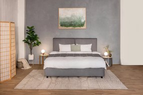 Szürke kárpitozott ágyneműtartós franciaágy ágyráccsal 160x200 cm Myra Bold – Bonami Selection