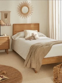 Natúr színű tölgyfa egyszemélyes ágy ágyráccsal 90x200 cm Lenon – Kave Home