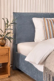 Kék kárpitozott ágyneműtartós franciaágy ágyráccsal 180x200 cm Myra Pillow – Bonami Selection