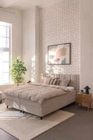 Bézs ágyneműtartós boxspring ágy 180x200 cm Elva Bold Line – Bonami Selection