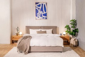 Szürkésbarna kárpitozott ágyneműtartós franciaágy ágyráccsal 180x200 cm Myra Pillow – Bonami Selection