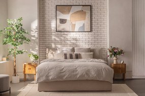 Bézs kárpitozott ágyneműtartós franciaágy ágyráccsal 180x200 cm Thessa Pillow – Bonami Selection