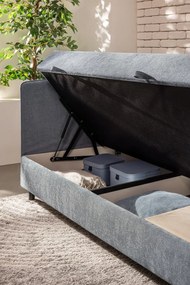 Kék kárpitozott ágyneműtartós egyszemélyes ágy matraccal 90x200 cm Avela – Bonami Selection