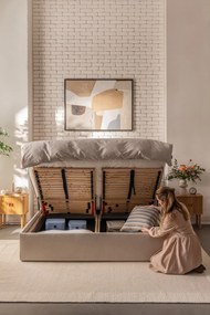 Rita kék-barna pamut párna, 50 x 50 cm - Hübsch