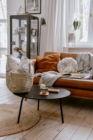 Fawn konyakbarna kanapé bivalybőrből, tömör tölgyfa szerkezettel, 180 cm - Gazzda