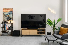 Fekete-natúr színű fali könyvespolc tölgyfa dekorral 75x91 cm Seaford – Actona