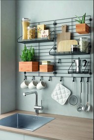 Fekete fém moduláris polcrendszer konzol Mural – Metaltex